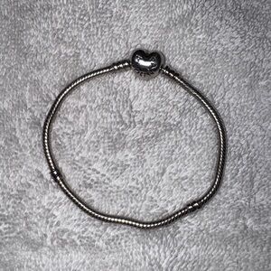 Sterling Silver Heart Clasp Snake Chain Bracelet - Pandora